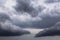 Epic Dramatic Storm sky, dark grey clouds background texture, thunderstorm