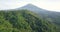 Epic drone flight showing tropical forest trees and Mount Sumbing