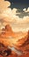 Epic Fantasy Desert Landscape With Blue Scenery - Interstellar Comic Book Art