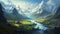 Epic Fantasy Mountain Scenery With Detailed Nature Depictions
