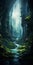 Epic Fantasy Painting: Enchanting Cave With Organic Forms