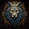 Epic High Fantasy Norse mythology Viking Wolf Head logo coat of arms emblem