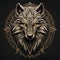 Epic High Fantasy Norse mythology Viking Wolf Head logo coat of arms emblem