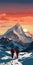 Epic Hiking Couple Painting In Superflat Style - Himalayan Art