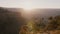 Epic lens flare sunset panorama, sun going down over amazing mountains at Grand Canyon national park in Arizona, USA.