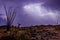 Epic lightning and thunderstorm in the desert of southern California