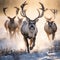 the epic migration of caribou across the frozen tundra by AI generated