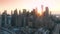 Epic New York city cityscape background, Aerial Manhattan buildings at sunset 4K