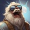 Epic Portraiture: Animated Exuberance Of A White Bear Wearing Sunglasses