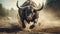 Epic Portraiture Of A Bull Running In 8k Resolution