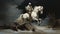 Epic Rider: A Striking Painting of a White Horse Battling a Storm