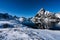 The epic snow covered mountains of the Lofoten Islands. Reine, Norway