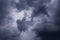 Epic storm sky with dark blue cumulus clouds abstract background texture, thunderstorm