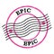 EPIC, text written on pink-black  postal stamp