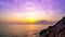 Epic tropical clouds at sunset or sunrise over sea Timelapse,The sun touches horizon, Red sky in golden hour amazing seascape,The