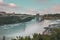 Epic view of Niagara falls and Rainbow bridge.