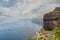 Epic view of rock structure of Cliff of Moher, county Clare, Ireland. Cloudy sky. Nobody