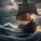 Epic Viking ship battle on stormy seas Dramatic and intense maritime warfare scene1