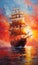 The Epic Voyage: A Stunning Sunset on a Sailing Ship