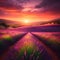 Epic Wide Shot of vibrant lavender fields of Provence.