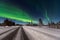 Epic winter landscape from Sweden with northern lights