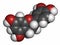 Epicatechin (l-epicatechin) chocolate flavonoid molecule. Atoms are represented as spheres with conventional color coding: