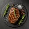 Epicurean Elegance: The Charred Charm of a Perfectly Grilled Marbled Beef Steak