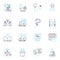 Epidemiology analysis linear icons set. Outbreak, Surveillance, Incidence, Prevalence, Risk, Exposure, Contagion line