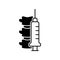 Epidural or Spinal anesthesia. Outline icon of spine and syringe. Black simple illustration of medical injection into nerve.