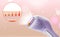 Epilation procedure. Appliance and illustration of hair follicle growth on pink background