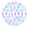 Epilepsy concept in circle with thin line icons