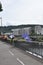 Epinal, 6th august: Flags and Flowers along the Ouai de Moselle River in Epinal City in Vosges Department of France