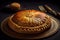 Epiphany cake and crown on wooden table