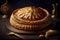 Epiphany cake and crown on wooden table