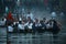 Epiphany Traditions - Jordan. Men dance in the icy waters of the river Tunja on January 6, 2011, Kalofer, Bulgaria