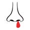 Epistaxis nose and red blood drop