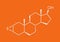 Epitiostanol epithioandrostanol cancer drug molecule. Skeletal formula.