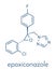 Epoxiconazole pesticide molecule. Skeletal formula.