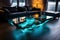 Epoxy resin living room table looks like northern light. Generative AI