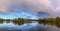 Epping Forest Connaught water Autumn landscape view with reflection