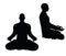 EPS 10 vector illustration of businessman yoga pose on white background