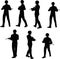 EPS 10 Vector illustration in silhouette of businessman patrol