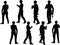 EPS 10 Vector illustration in silhouette of businessman soldier walking