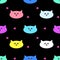 EPS 10 vector. Seamless pattern with multicolored cute kawaii kittens.
