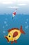 EPS10 vector illustration fishing. sky, water, and