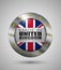 EPS10 Vector illustration. Realistic button. Made in United Kingdom, Premium Quality.