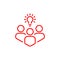 eps10 vector illustration of a thin line art insight icon with group of people and bulb.