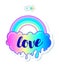Equal love. Inspirational Gay Pride poster with rainbow and cloud. spectrum colors. Homosexuality emblem. LGBT rights concept. St