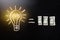 Equal Sign Between Light Bulb And Currency Note