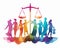 Equality and Justice Create an illustration advocating for gender equality and justice, with women and men working together to